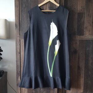 VICTORIA BECKHAM x TARGET Black Calla Lily Satin Ruffle Hem Dress 2X